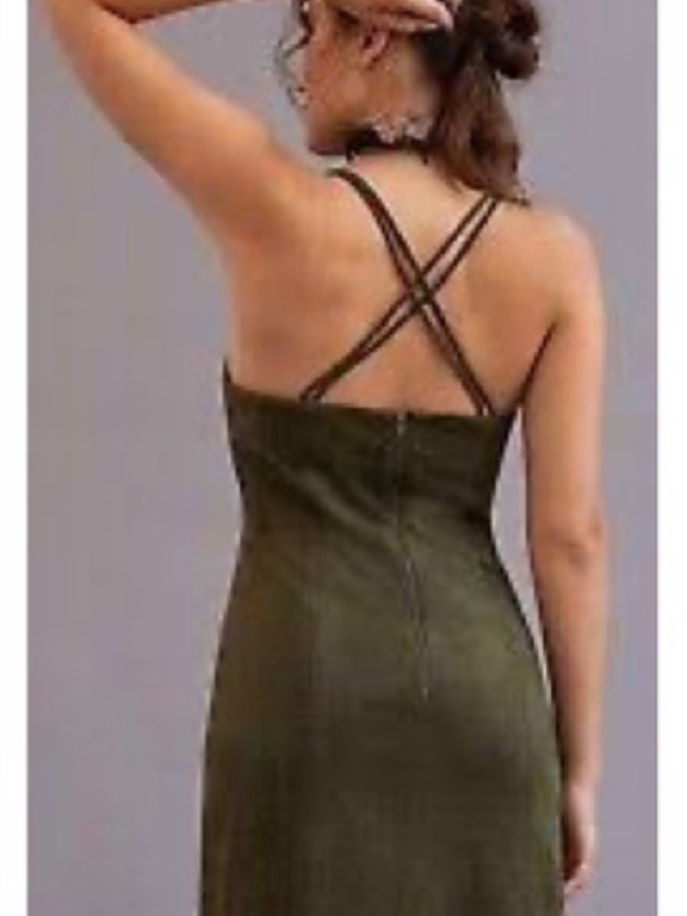 Women’s Size 6 Anthropologie Green Suede Halter Slit Midi Dress